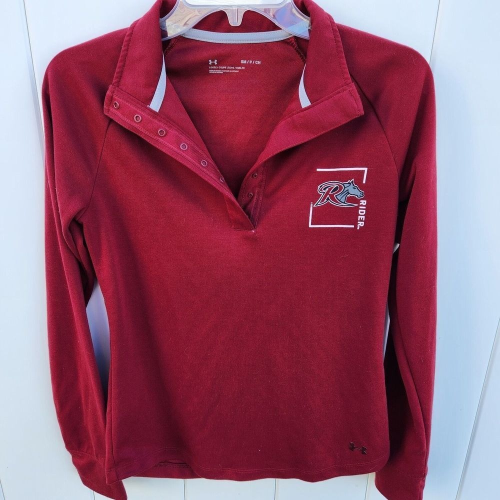 Rider Univ Under Armour Womens Small Loose 1/4 Zip Shirt Jacket Activewear